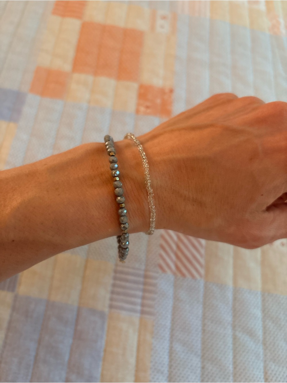 Delicate Gray Beaded Women's Bracelet Set